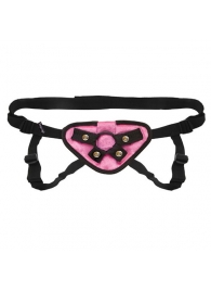 Черно-розовые плюшевые трусики для страпона - Lux Fetish - купить с доставкой в Подольске