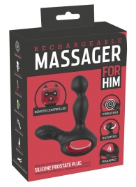 Черный вибромассажер простаты с нагревом и ротацией Prostate Plug - 14,5 см. - Orion - в Подольске купить с доставкой