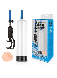 Прозрачная вакуумная помпа Sex Expert с насадкой-вагиной - Sex Expert - в Подольске купить с доставкой