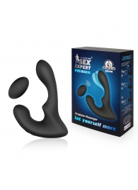 Черный силиконовый вибромассажер простаты с пультом ДУ - Sex Expert - в Подольске купить с доставкой