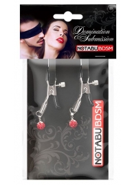 Металлические зажимы на соски с декором в виде красных шариков - Notabu - купить с доставкой в Подольске