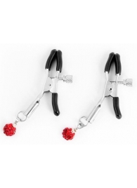 Металлические зажимы на соски с декором в виде красных шариков - Notabu - купить с доставкой в Подольске