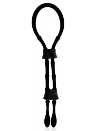 Черное силиконовое эрекционное кольцо-лассо с двумя утяжками - Sex Expert - в Подольске купить с доставкой