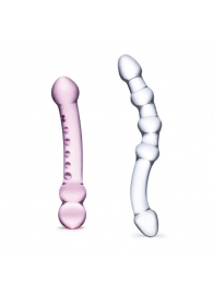 Набор из 2 стеклянных двухголовых фаллоимитаторов - Glas