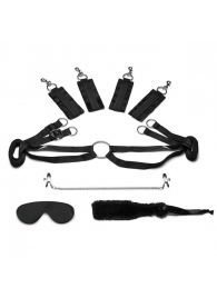 Черный набор БДСМ для фиксации на кровати - Lux Fetish - купить с доставкой в Подольске