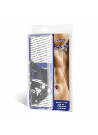 Комбинированное двойное кольцо с разделителем для мошонки и поводком - BlueLine - купить с доставкой в Подольске