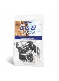 Двойное металлическое кольцо на пенис с замком на ремне - BlueLine - купить с доставкой в Подольске