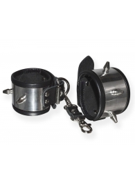 Серебристо-черные наручники с шипами и металлическим блеском - Sitabella - купить с доставкой в Подольске