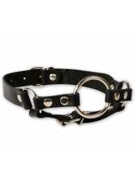 Кляп-кольцо на чёрных кожаных ремешках с застёжкой - Sitabella - купить с доставкой в Подольске
