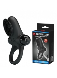 Черное эрекционное виброкольцо в клиторальной щеточкой Vibrant Penis Ring II - Baile - в Подольске купить с доставкой