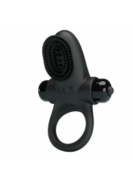 Черное эрекционное виброкольцо в клиторальной щеточкой Vibrant Penis Ring II - Baile - в Подольске купить с доставкой
