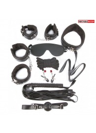 Большой игровой набор БДСМ: наручники, оковы, маска, кляп, плеть, ошейник с поводком, верёвка, зажимы для сосков - Notabu - купить с доставкой в Подольске
