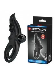 Черное силиконовое эрекционное кольцо с вибрацией и подхватом мошонки - Baile - в Подольске купить с доставкой