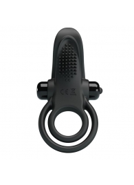 Черное силиконовое эрекционное кольцо с вибрацией и подхватом мошонки - Baile - в Подольске купить с доставкой