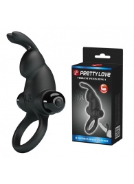 Черное эрекционное кольцо с выступом-зайчиком для стимуляции клитора - Baile - в Подольске купить с доставкой