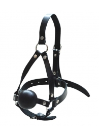 Черный кляп-шар со сбруей на голову из кожи - Sitabella - купить с доставкой в Подольске