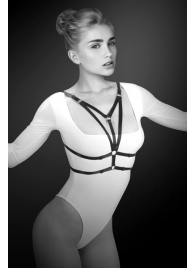 Черная упряжь на грудь Laura - Bijoux Pour Toi - купить с доставкой в Подольске