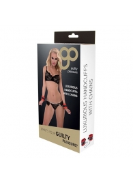 Красно-чёрные наручники на металлической цепочке - Blush Novelties - купить с доставкой в Подольске