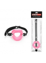 Розовый кляп-губки на черном ремешке - Notabu - купить с доставкой в Подольске