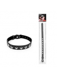 Черный ошейник с серебристыми ромбиками - Notabu - купить с доставкой в Подольске