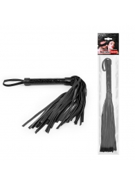 Черная многохвостовая плеть с круглой гладкой ручкой - 38 см. - Notabu - купить с доставкой в Подольске