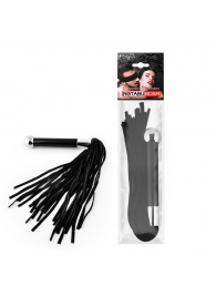 Черная многохвостая плетка с круглой ручкой с шариком на конце - 39 см. - Notabu - купить с доставкой в Подольске