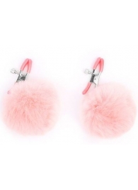 Зажимы для сосков с розовым пушком - Notabu - купить с доставкой в Подольске