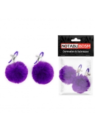 Зажимы для сосков с фиолетовым пушком - Notabu - купить с доставкой в Подольске