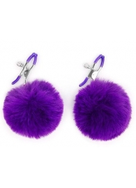 Зажимы для сосков с фиолетовым пушком - Notabu - купить с доставкой в Подольске