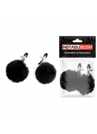 Зажимы для сосков с черным пушком - Notabu - купить с доставкой в Подольске