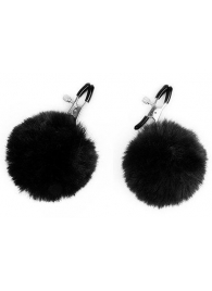 Зажимы для сосков с черным пушком - Notabu - купить с доставкой в Подольске