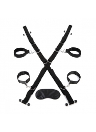 Чёрный набор для фиксации у двери - Lux Fetish - купить с доставкой в Подольске