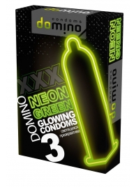 Презервативы DOMINO Neon Green со светящимся в темноте кончиком - 3 шт. - Domino - купить с доставкой в Подольске