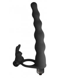 Черная вибронасадка для двойного проникновения Jungle Bunny - 17 см. - Lola Games - купить с доставкой в Подольске