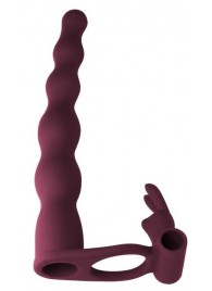 Бордовая вибронасадка для двойного проникновения Jungle Bunny - 17 см. - Lola Games - купить с доставкой в Подольске