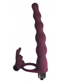 Бордовая вибронасадка для двойного проникновения Jungle Bunny - 17 см. - Lola Games - купить с доставкой в Подольске