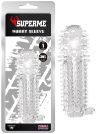 Закрытая прозрачная насадка на пенис с шипиками Nubby Sleeve - 14,5 см. - Chisa - в Подольске купить с доставкой