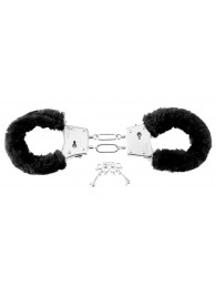 Меховые чёрные наручники Beginner s Furry Cuffs - Pipedream - купить с доставкой в Подольске