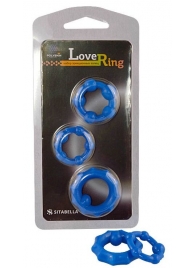 Набор из 3 синих рельефных эрекционных колец - Sitabella - в Подольске купить с доставкой