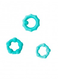 Набор из 3 бирюзовых рельефных эрекционных колец - Sitabella - в Подольске купить с доставкой