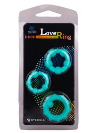 Набор из 3 бирюзовых рельефных эрекционных колец - Sitabella - в Подольске купить с доставкой