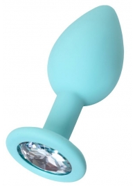 Мятная анальная пробка с прозрачным кристаллом Brilliant - 7 см. - ToyFa - купить с доставкой в Подольске