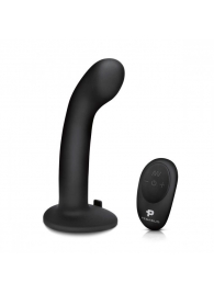 Черный вибрострапон с загнутой головкой Pegasus с пультом ДУ - 15 см. - Pegasus - купить с доставкой в Подольске