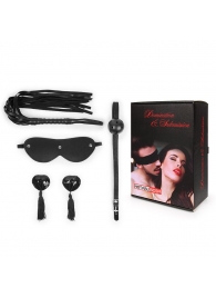 Эротический набор в черном цвете: маска, кляп, пэстисы, плётка - Notabu - купить с доставкой в Подольске