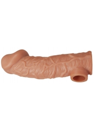 Телесная насадка на фаллос с отверстием для мошонки EXTREME SLEEVE - 17,6 см. - KOKOS - в Подольске купить с доставкой