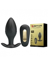 Роскошная черная анальная вибропробка Regina с пультом ДУ - 8,8 см. - Baile