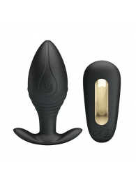 Роскошная черная анальная вибропробка Regina с пультом ДУ - 8,8 см. - Baile