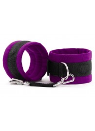 Фиолетово-черные наручники My rules на сцепке - БДСМ Арсенал - купить с доставкой в Подольске