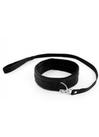 Черный ошейник My Rules с поводком - БДСМ Арсенал - купить с доставкой в Подольске