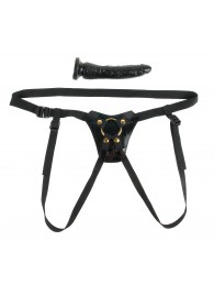 Чёрный с золотом женский страпон Designer Strap-On - Pipedream - купить с доставкой в Подольске